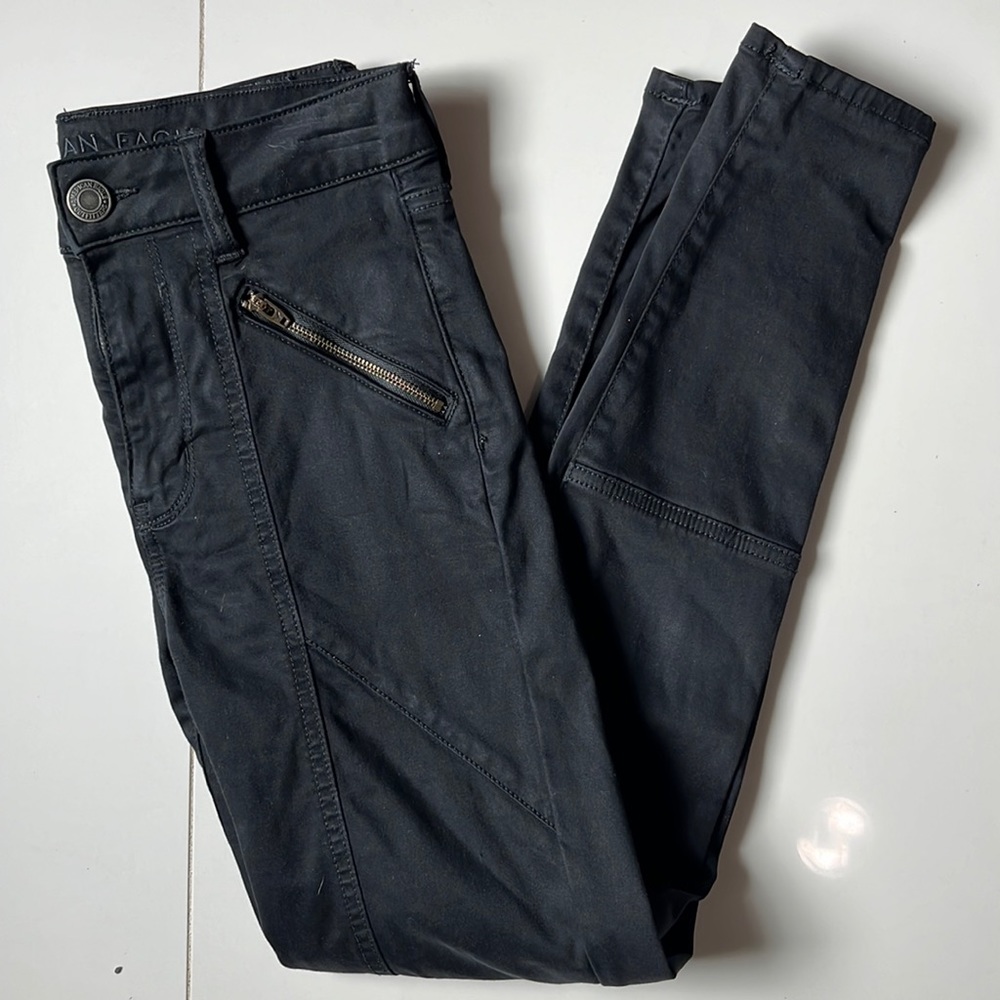 American Eagle Black Zipper Jegging - Picture 1 of 6